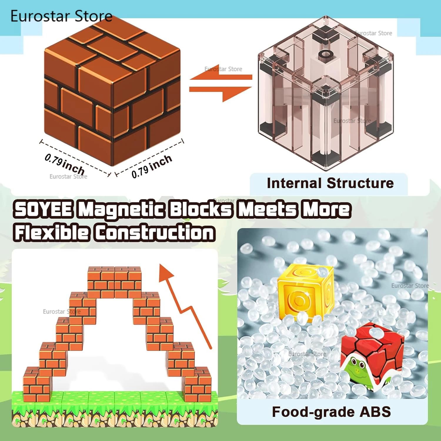 100 sztuk klocków magnetycznych Montessori