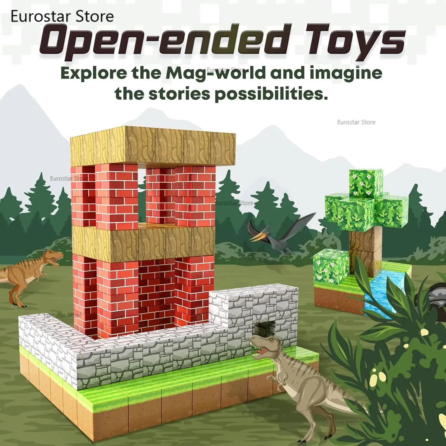 100 sztuk klocków magnetycznych Montessori