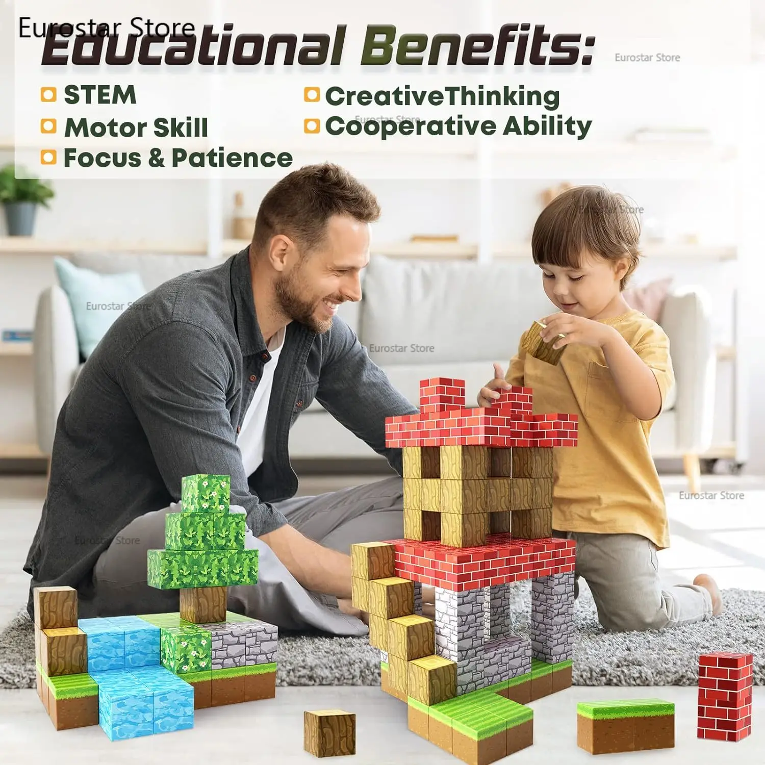 100 sztuk klocków magnetycznych Montessori